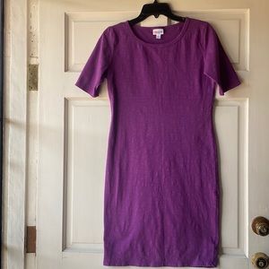 Lularoe Purple Boat Neck Short Sleeves Fitted T Shirt Dress Size M